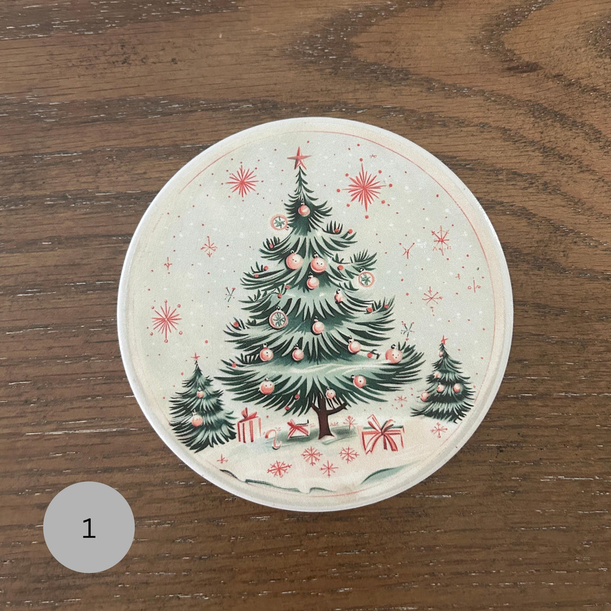 Handmade Ceramic Christmas Coaster Set, Holiday Home Decor, Pink and Teal Coasters, Coasters,  Set of Four coasters, Christmas Decor
