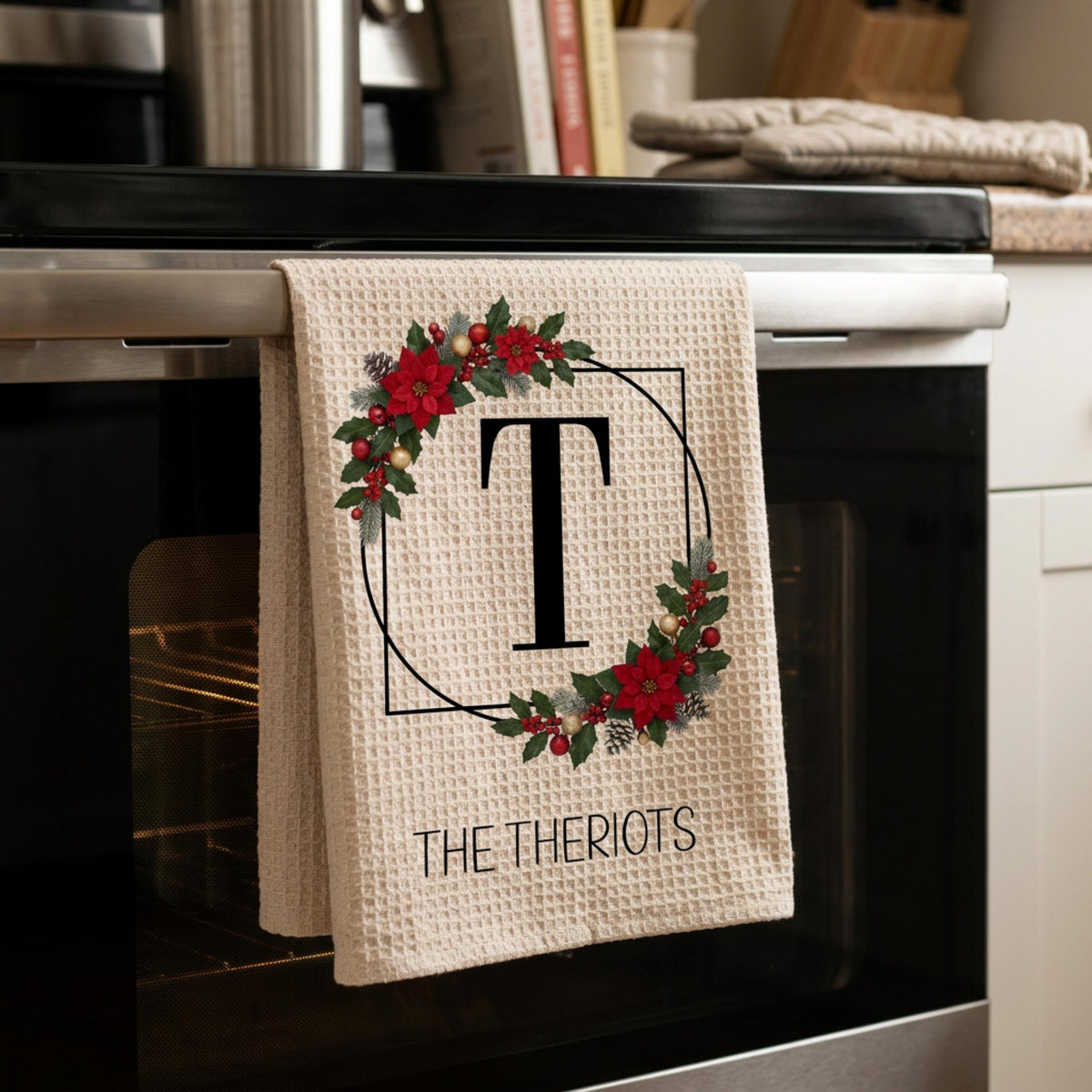 Christmas Custom House Warming Gift, Personalized Kitchen Towel, Holiday Home Decor, Kitchen Decor, New Home Buyer, Real Estate Gift