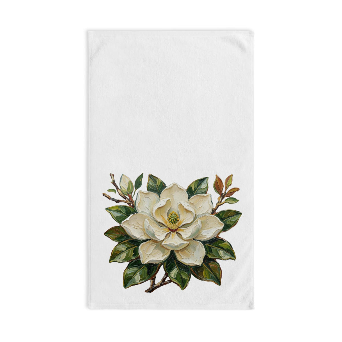 White Magnolia Hand Towel, Botanical Kitchen, Magnolia Bathroom Accent Towel, Louisiana Magnolia Kitchen Towel, Louisiana State Flower