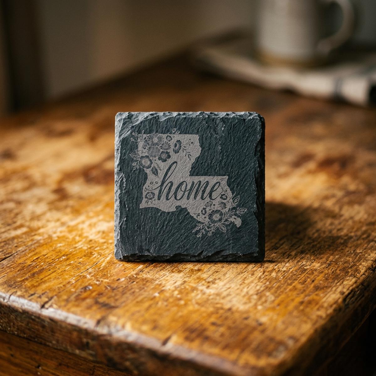 Louisiana Slate Tile Coasters, Home Louisiana Coaster, Home Buyer Gift, Real Estate Gift, Laser Engraved Coaster, Gifts under 25, Slate tile