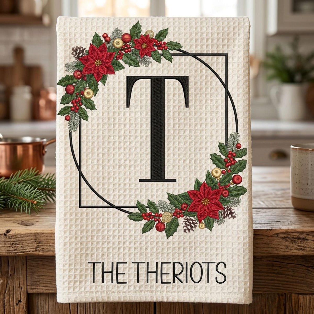 Christmas Custom House Warming Gift, Personalized Kitchen Towel, Holiday Home Decor, Kitchen Decor, New Home Buyer, Real Estate Gift