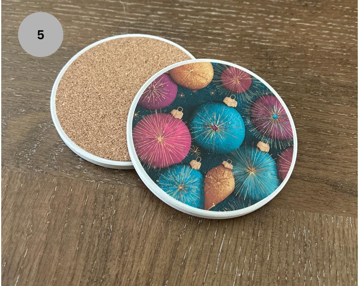 Handmade Christmas Ceramic Coaster, Holiday Decor