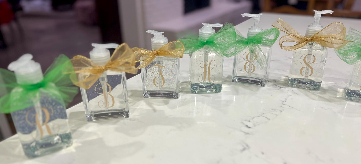 Personalized Initial Glass Soap Dispenser: Christmas Gift with Ribbon