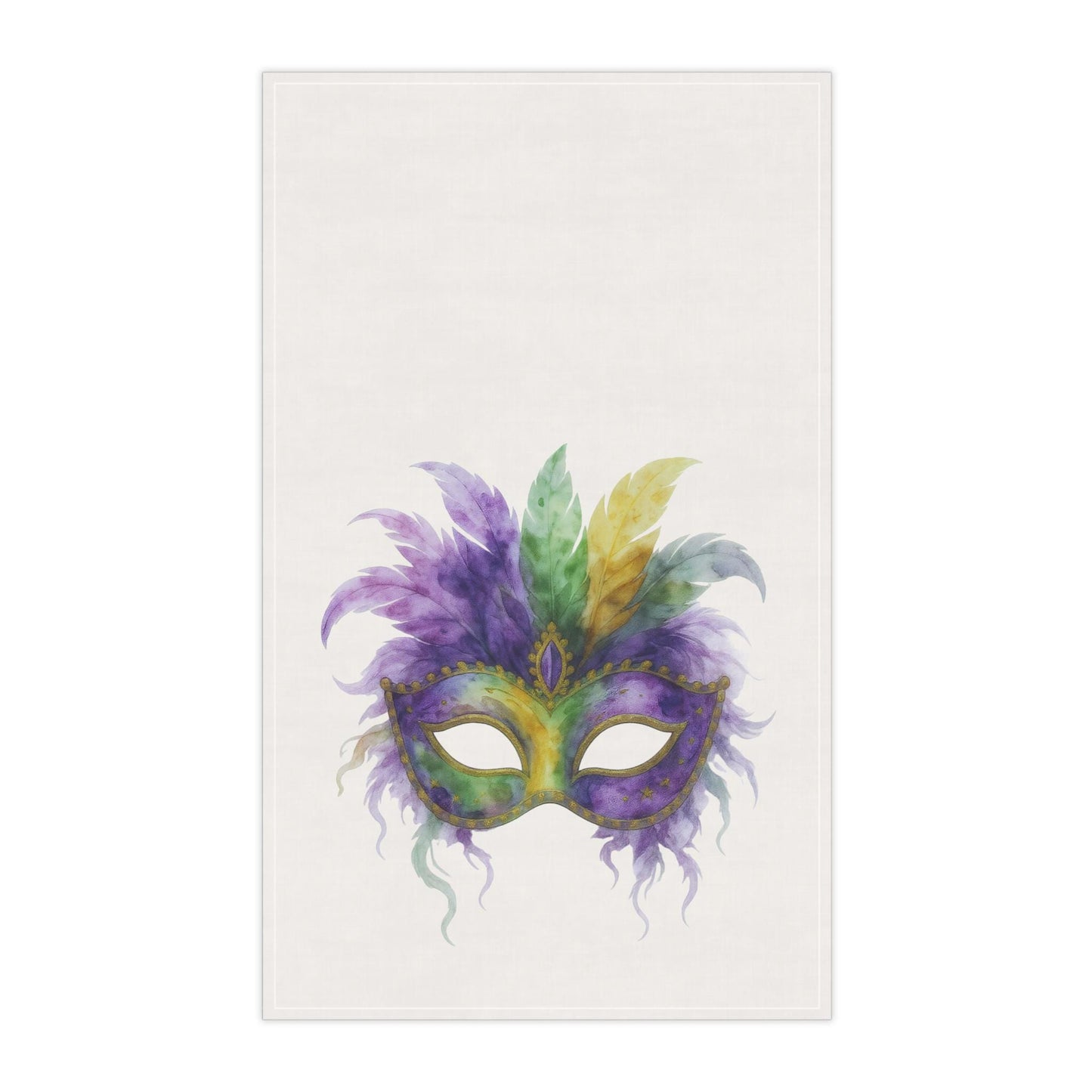 Mardi Gras Mask Kitchen Towel | Watercolor Carnival Decor