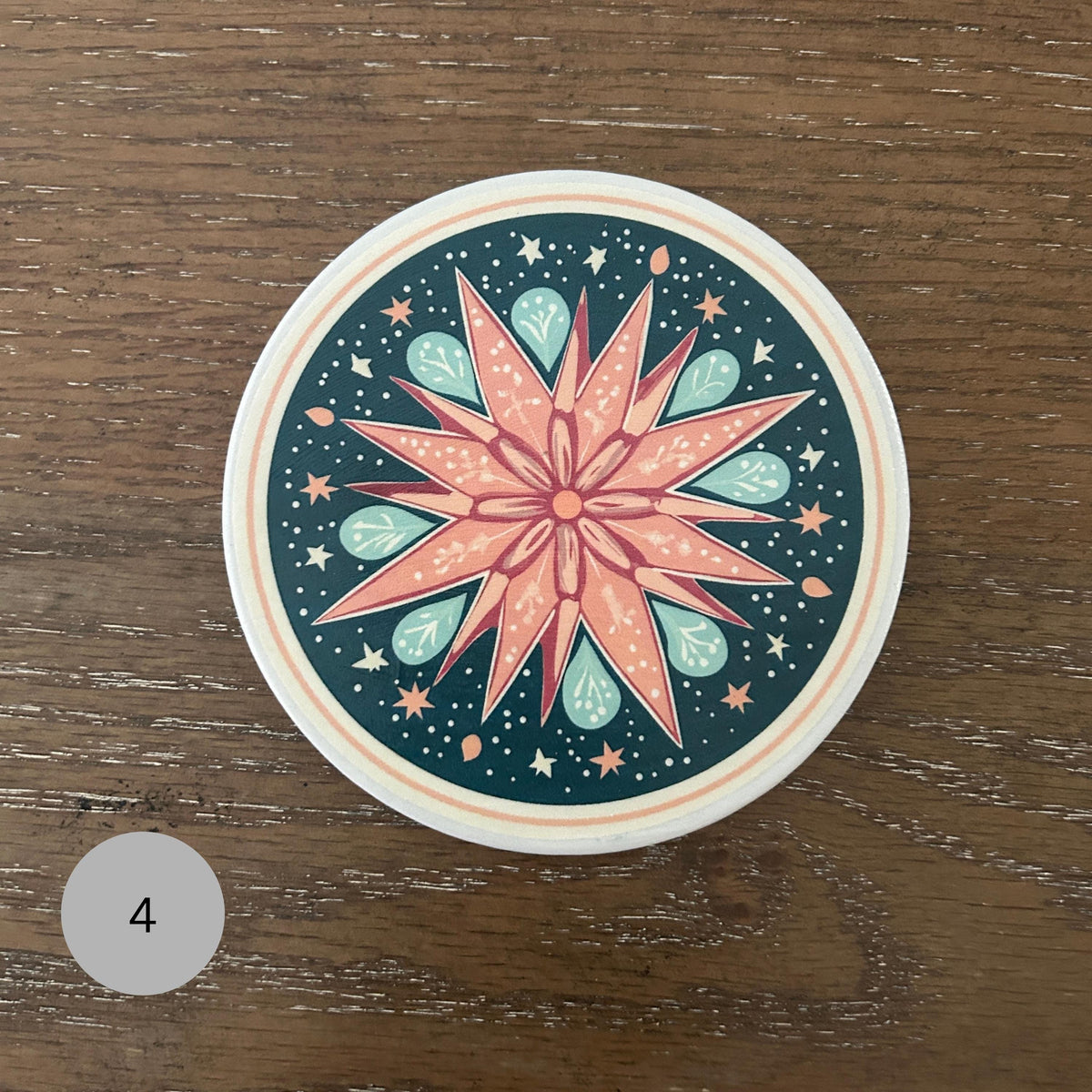 Handmade Ceramic Christmas Coaster Set, Holiday Home Decor, Pink and Teal Coasters, Coasters,  Set of Four coasters, Christmas Decor