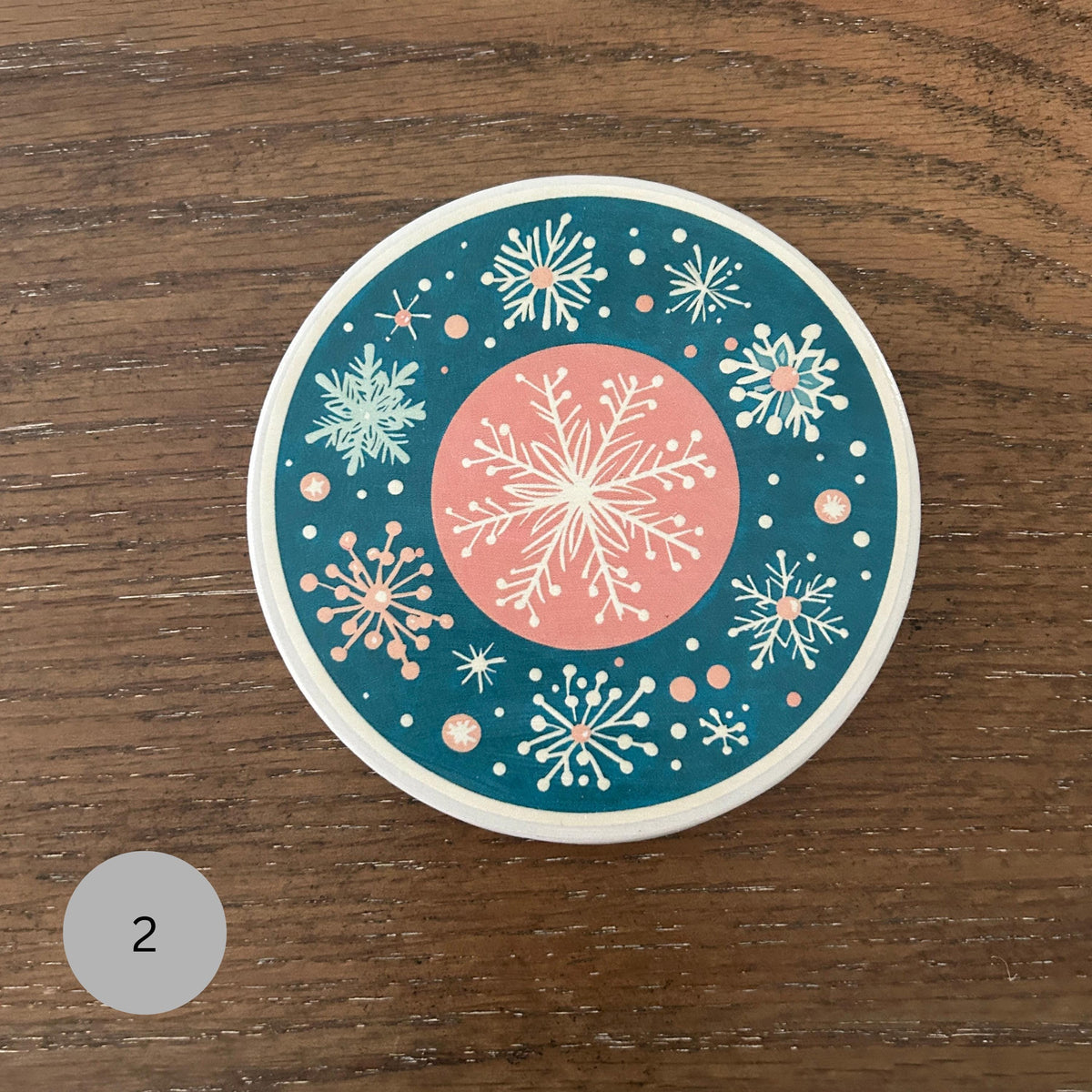Handmade Ceramic Christmas Coaster Set, Holiday Home Decor, Pink and Teal Coasters, Coasters,  Set of Four coasters, Christmas Decor