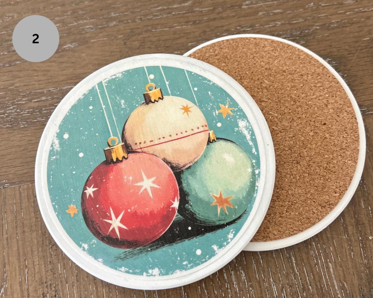Handmade Christmas Ceramic Coaster, Holiday Decor