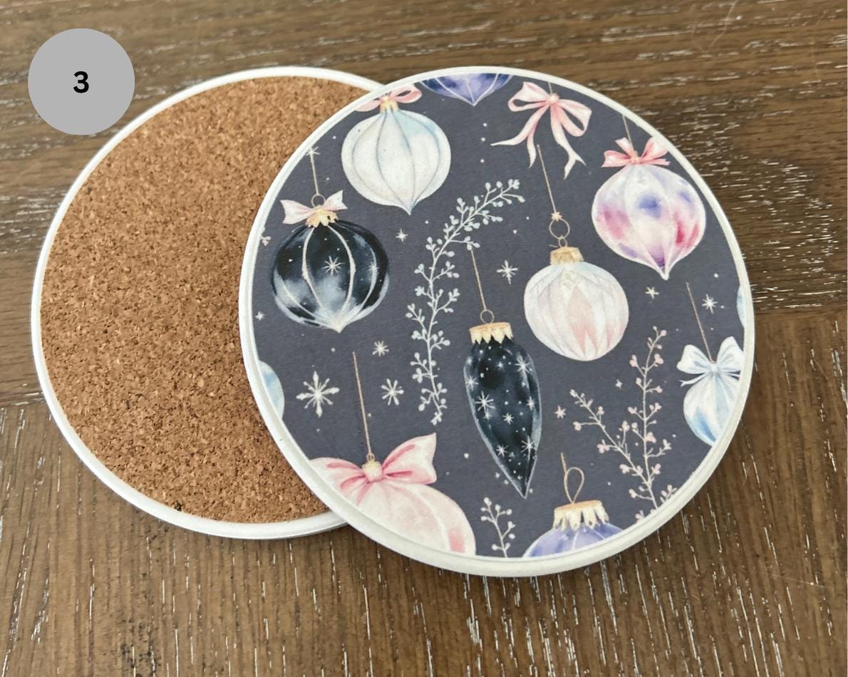 Handmade Christmas Ceramic Coaster, Holiday Decor