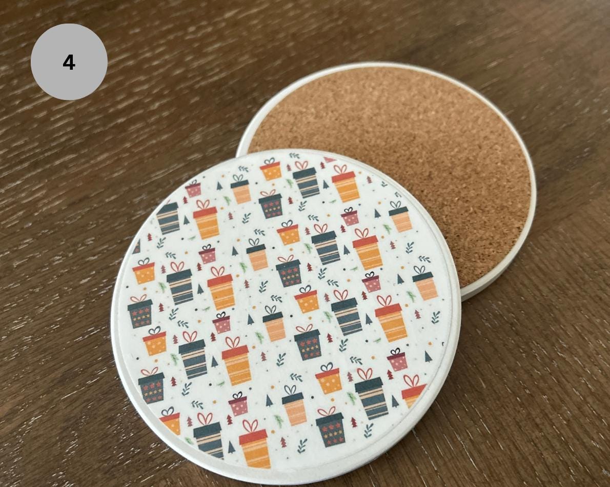 Handmade Christmas Ceramic Coaster, Holiday Decor