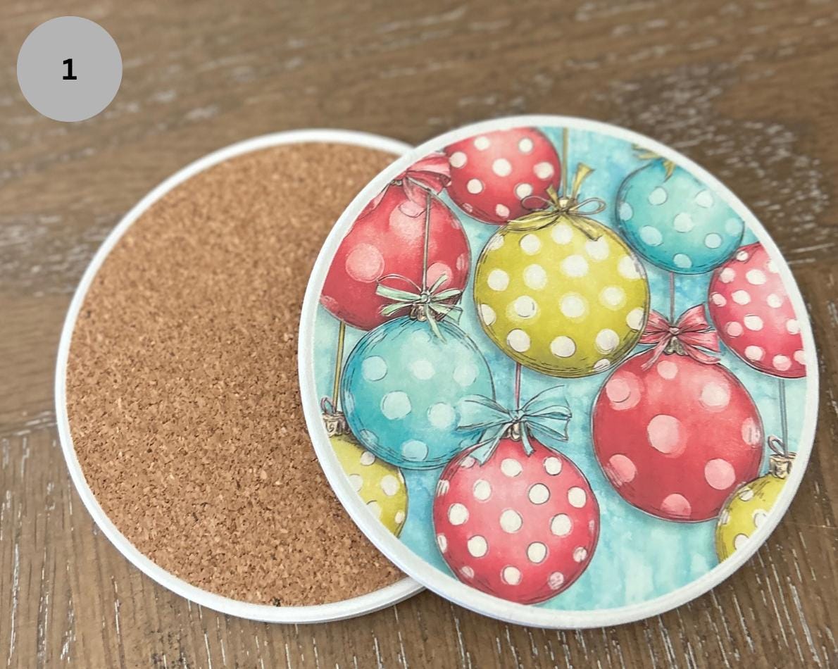 Handmade Christmas Ceramic Coaster, Holiday Decor