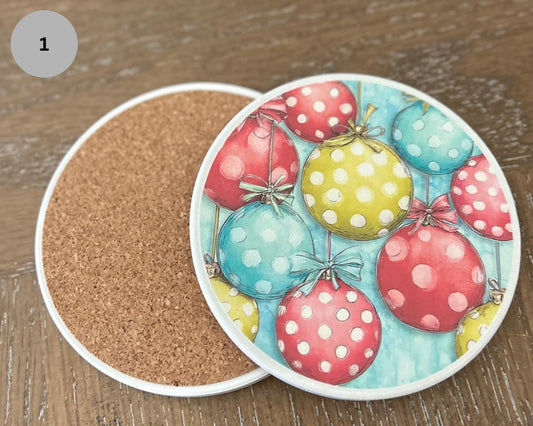 Handmade Christmas Ceramic Coaster, Holiday Decor