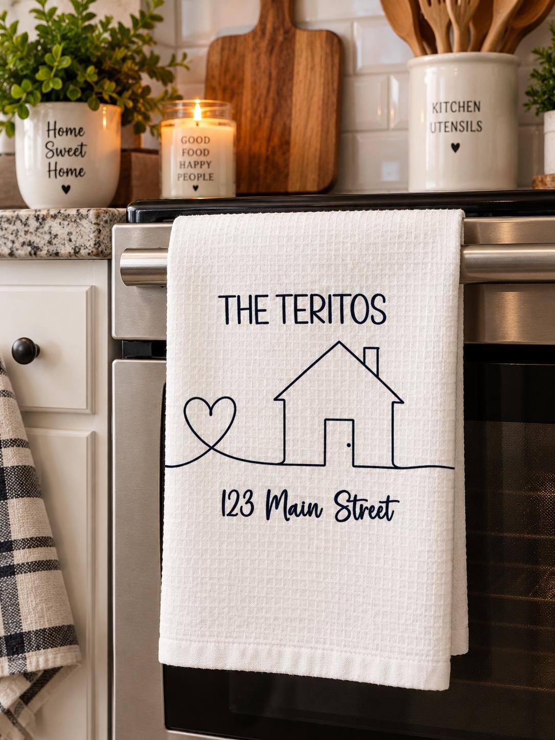 House Warming Gift, Personalized Name Kitchen Towel, Home Decor, Last Name Towel, Kitchen Decor, New Home Buyer, Real Estate Gift