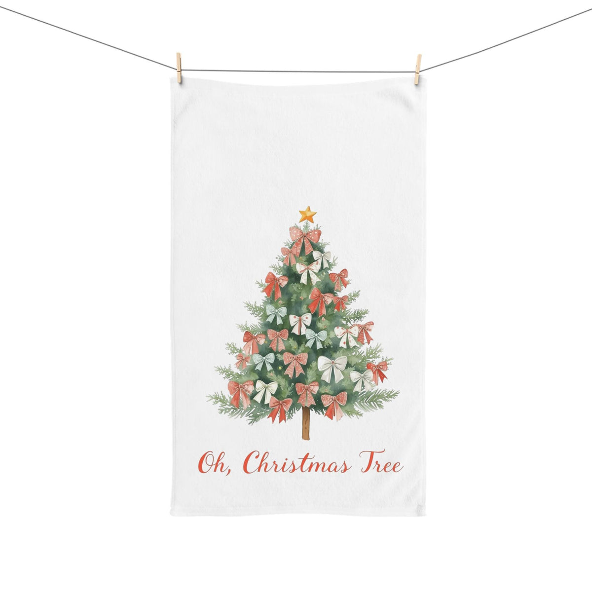 Christmas Tree Hand Towel, Festive Holiday Kitchen Decor