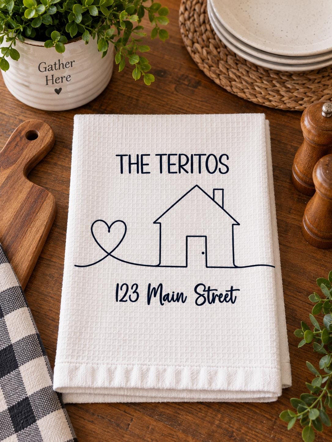 House Warming Gift, Personalized Name Kitchen Towel, Home Decor, Last Name Towel, Kitchen Decor, New Home Buyer, Real Estate Gift