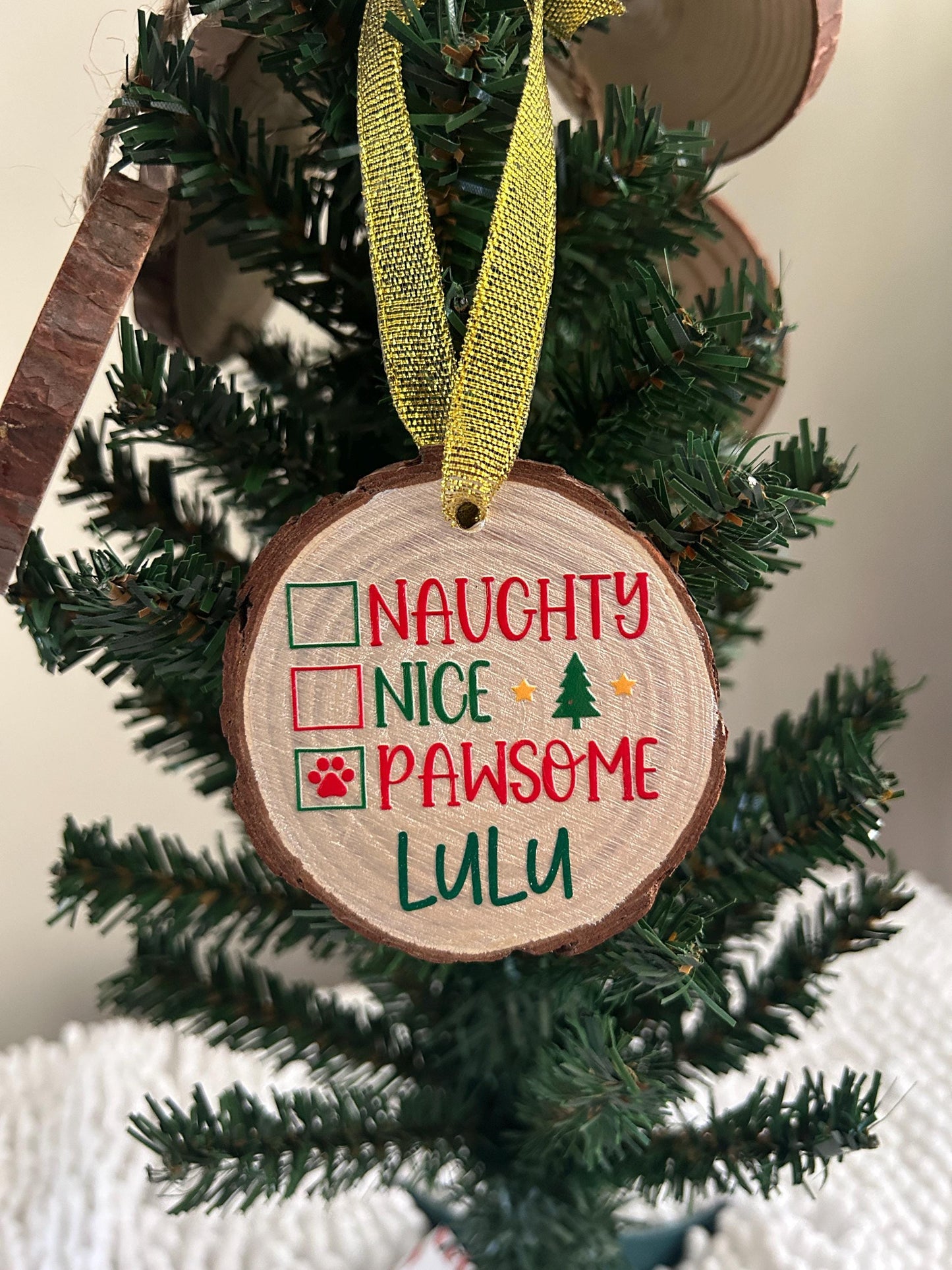 Customized Handmade Dog or Cat Ornament, Fur baby ornament, Naughty or Nice, Dog lover, Christmas Ornament, Dog Ornament, Cat Ornament