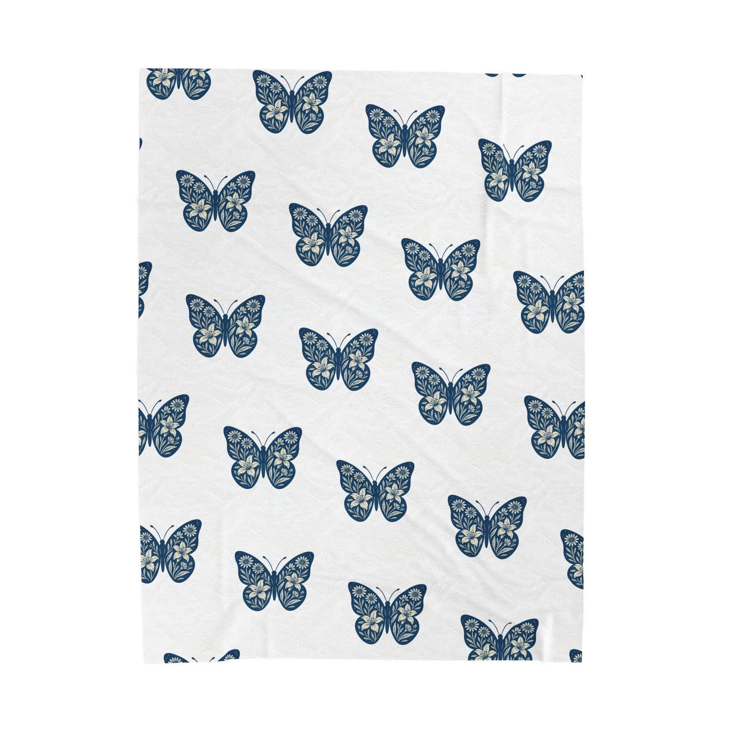 Floral Butterfly Velveteen Plush Blanket, Cozy Throw Bedding