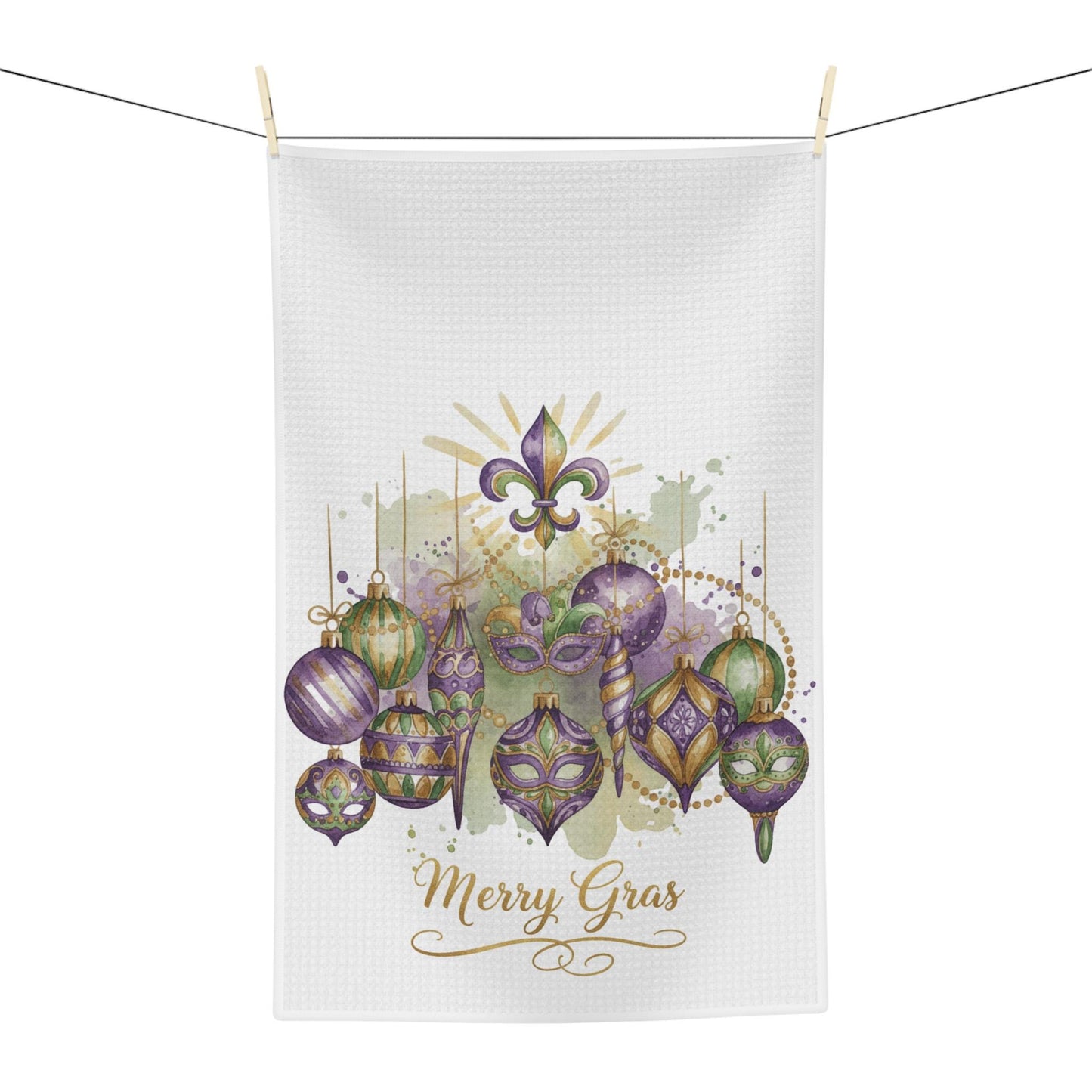 Christmas Mardi Gras Kitchen Towel, Louisiana Home Decor