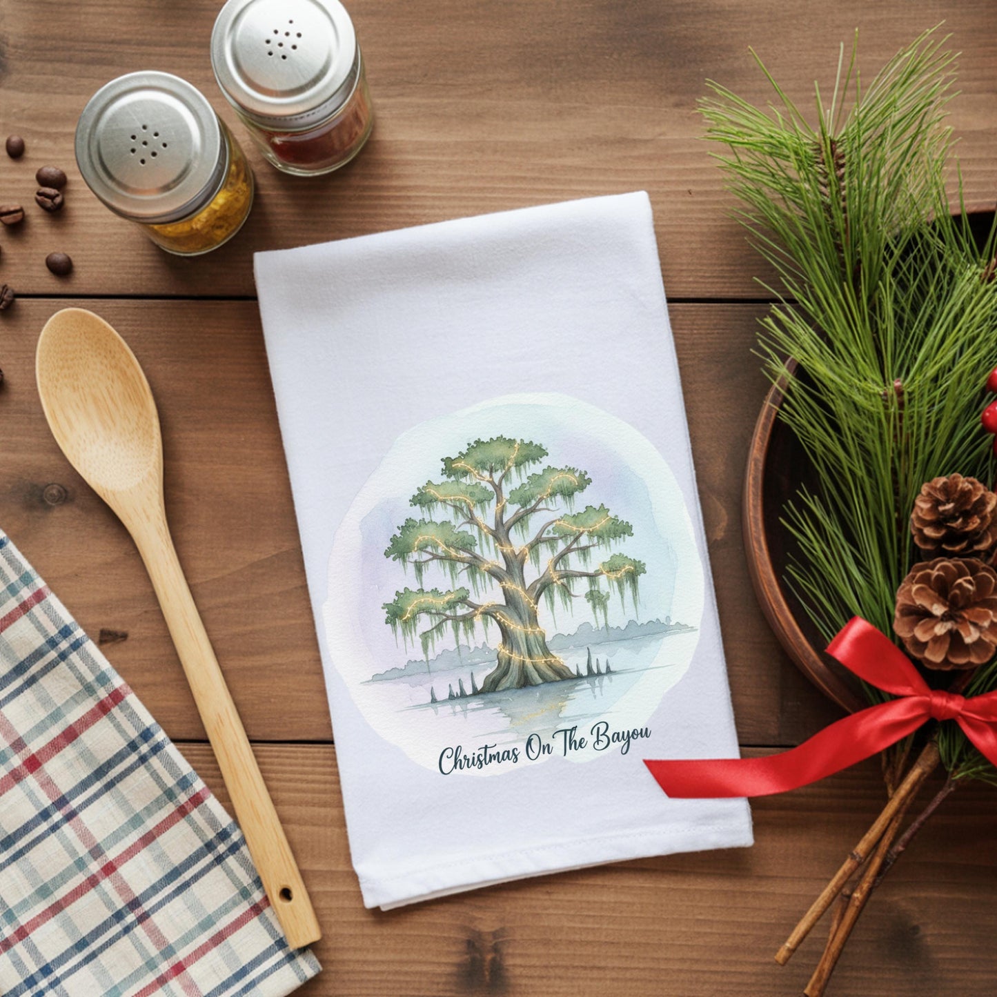 Christmas Bayou Hand Towel, Southern Decor