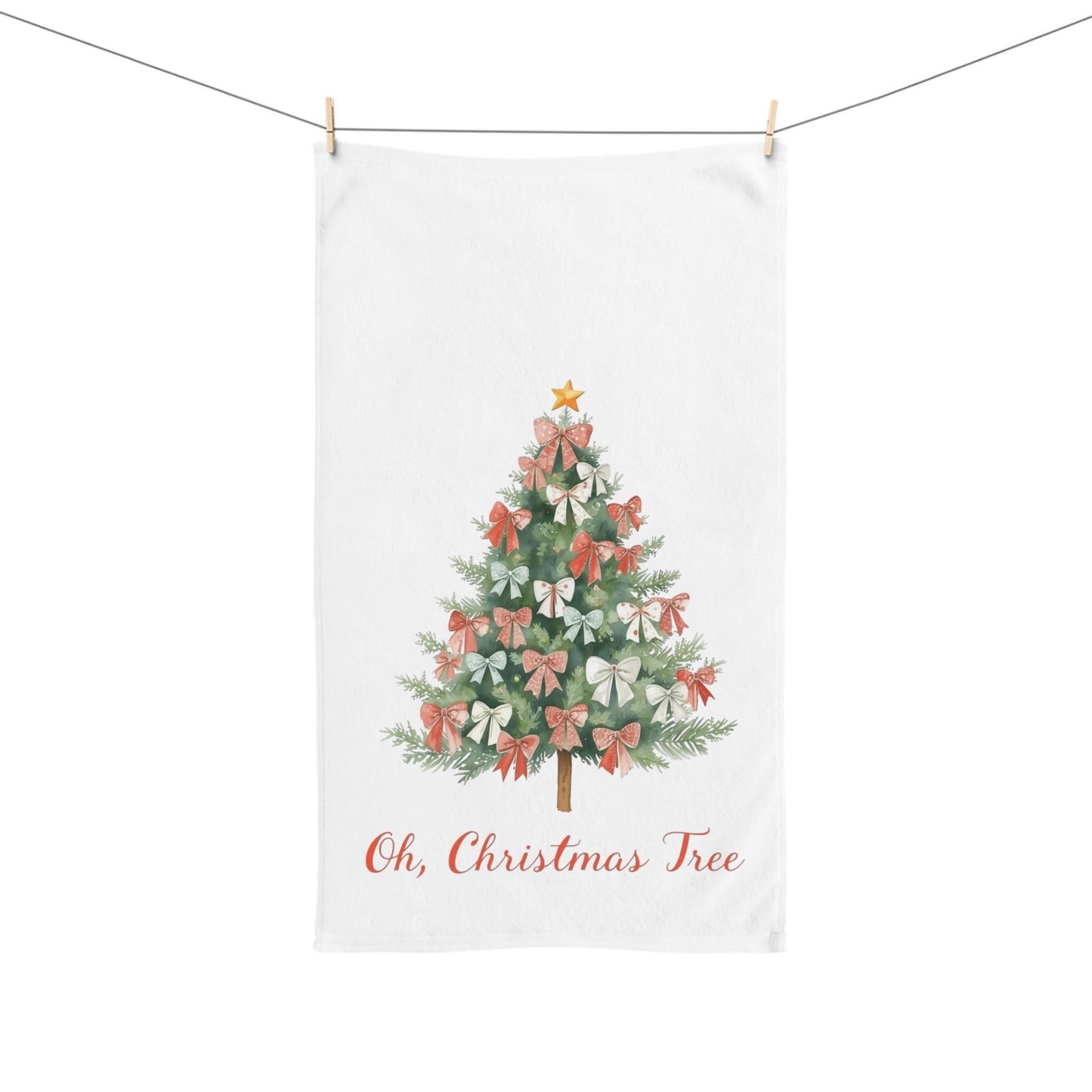 Christmas Tree Hand Towel, Festive Holiday Kitchen Decor