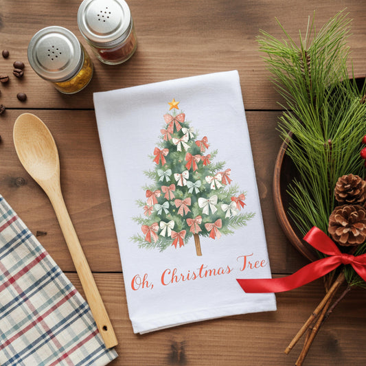 Christmas Tree Hand Towel, Festive Holiday Kitchen Decor