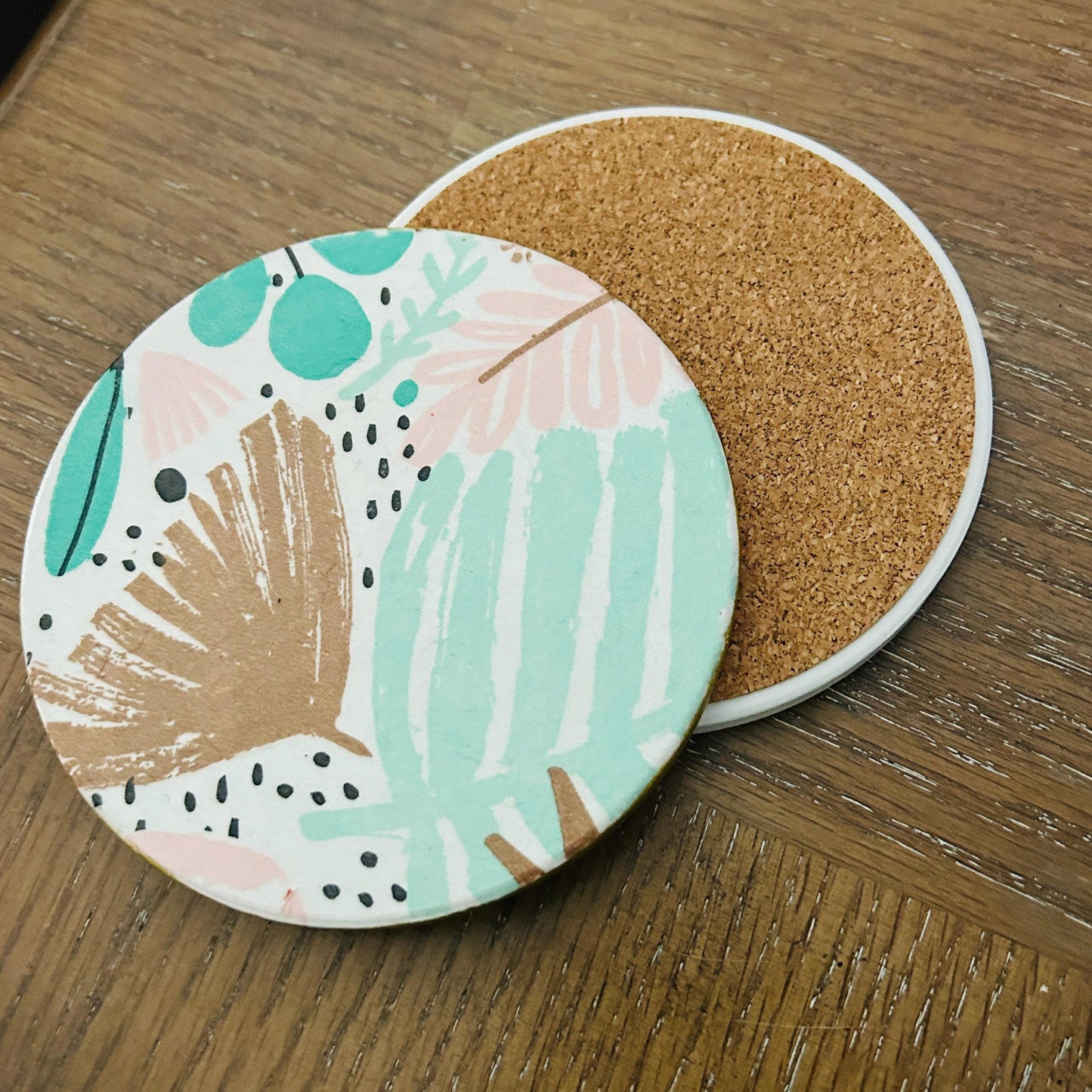 Floral Decoupage Coasters: Modern Ceramic Coasters, Set of Four