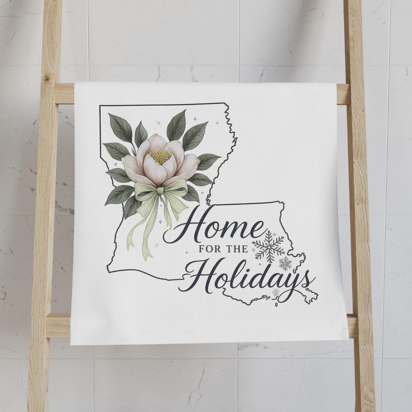 Louisiana Magnolia Holiday Hand Towel, Home Decor