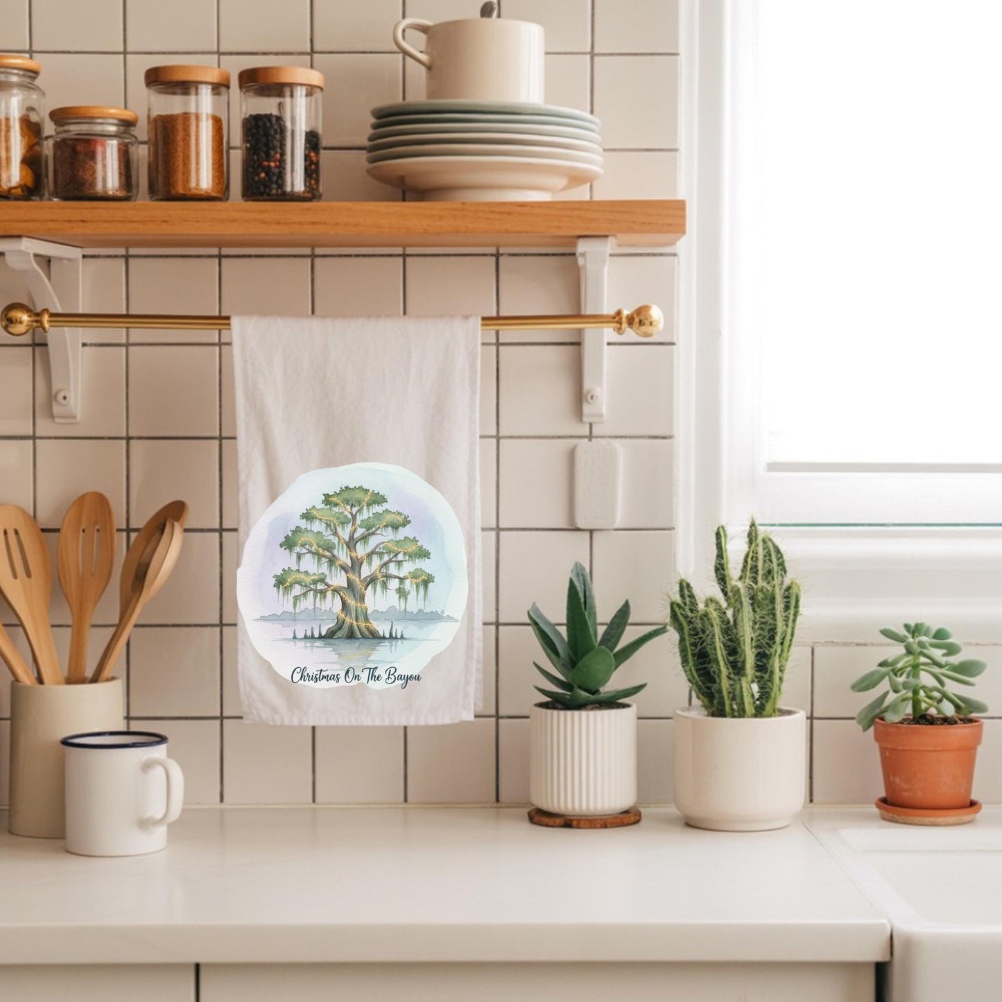 Christmas Bayou Hand Towel, Southern Decor