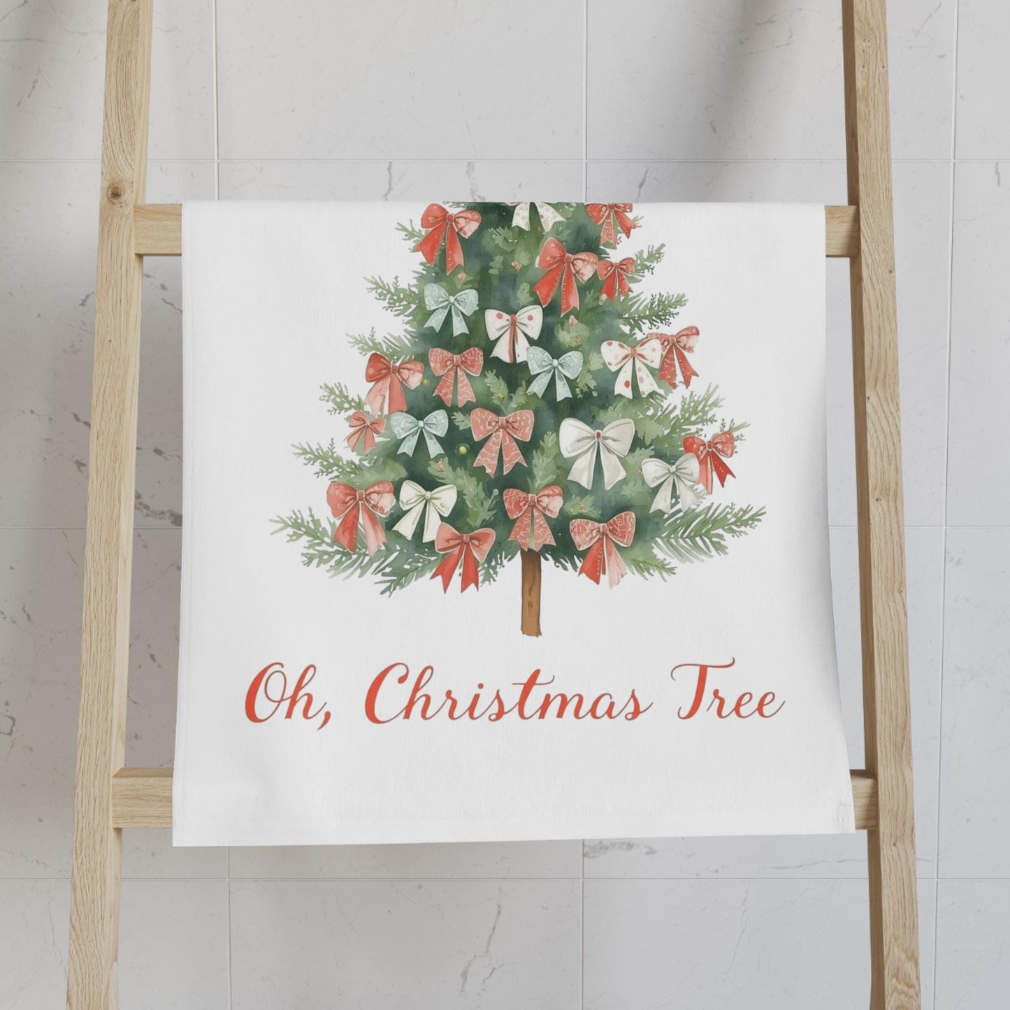 Christmas Tree Hand Towel, Festive Holiday Kitchen Decor