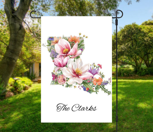Louisiana Floral State Garden Flag, Personalized Garden & House Banner