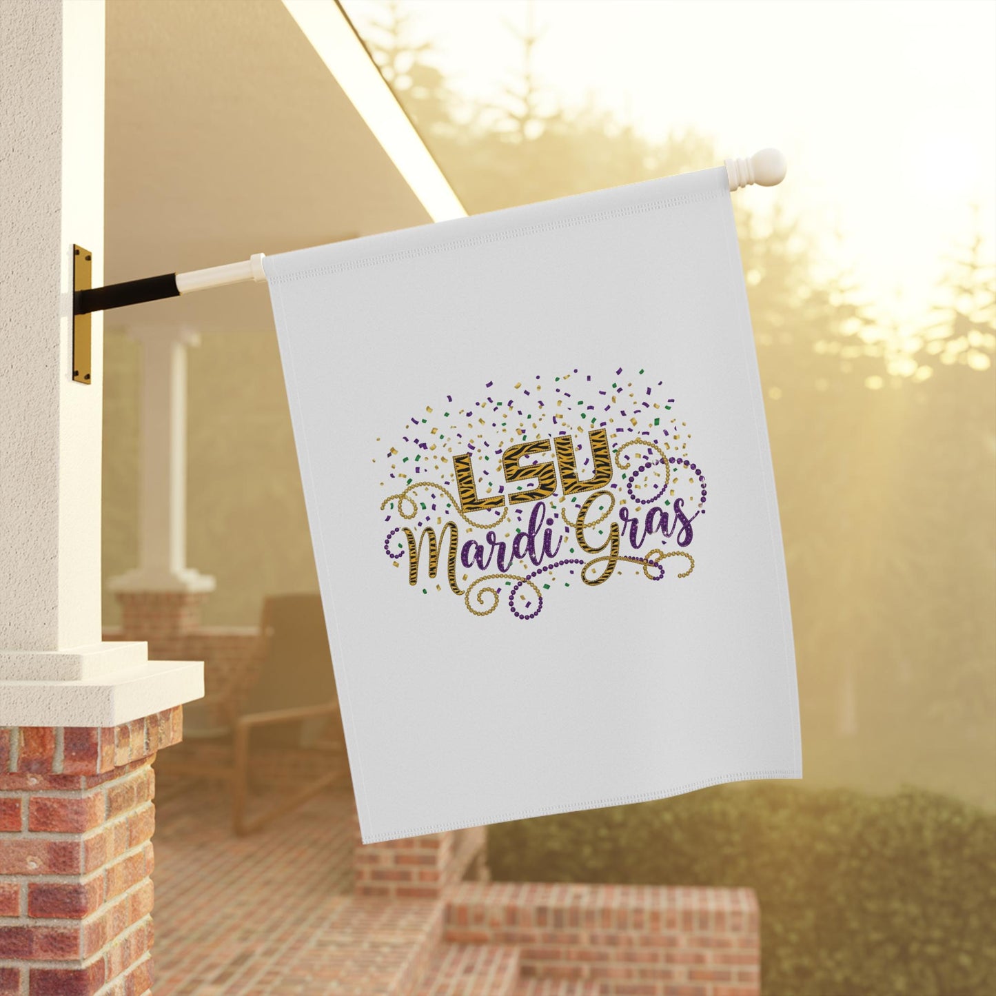 LSU Mardi Gras Garden Banner, Purple & Gold Confetti