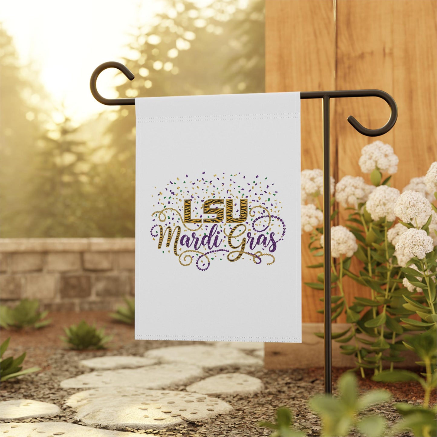 LSU Mardi Gras Garden Banner, Purple & Gold Confetti