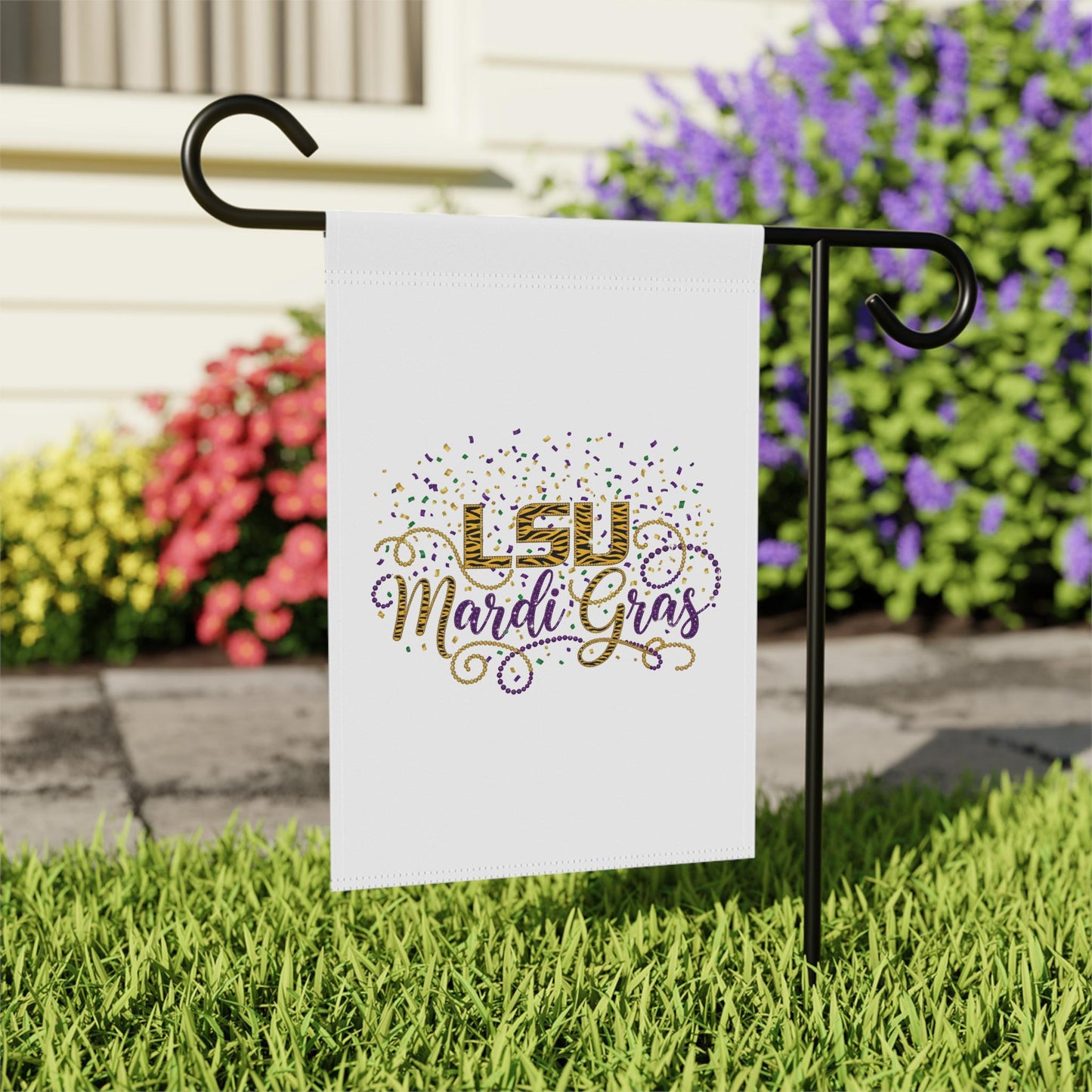 LSU Mardi Gras Garden Banner, Purple & Gold Confetti